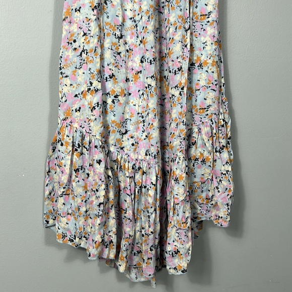 Free People Ivory Floral Print Maxi Skirt Elastic Band size XS - Picture 6 of 16